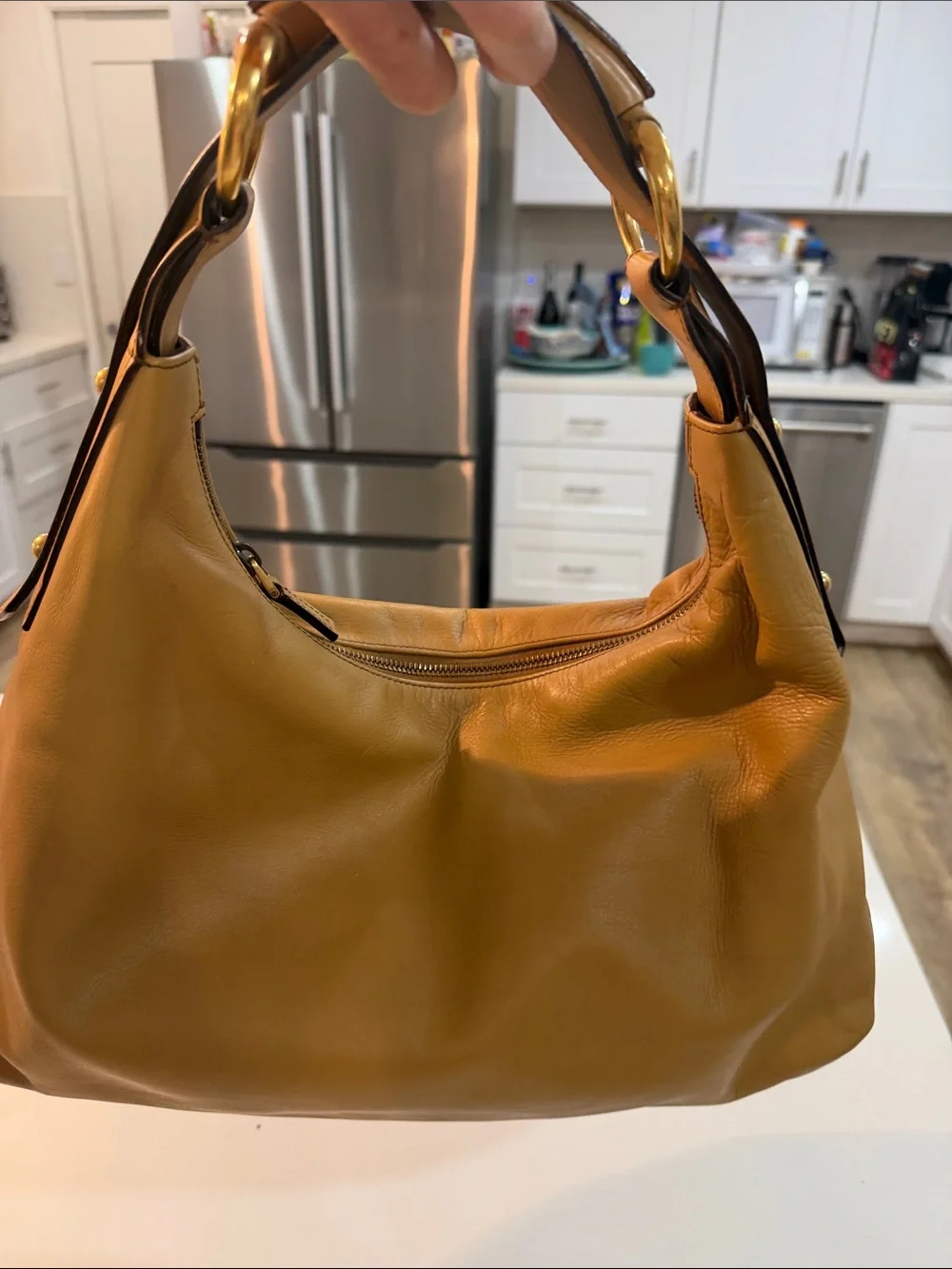 GUCCI-Tom Ford Hobo Shoulder Bag - Deep mustard/tan color Leather ..